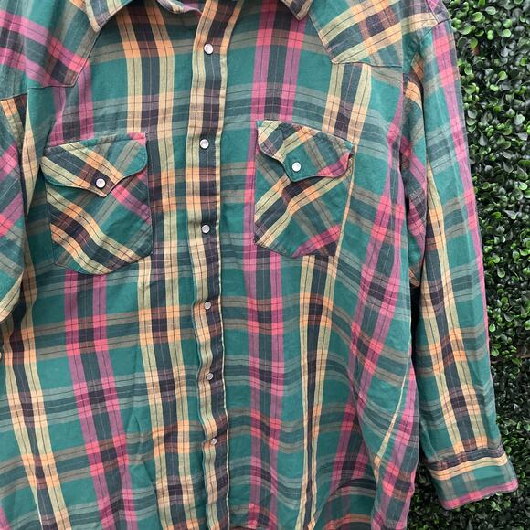 Pendleton Women's Plaid Button-Up Blouse - Green and Pink - Picture 6 of 9